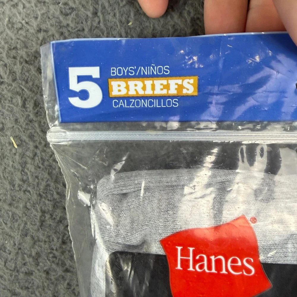 Hanes Ultimate Boys 5 Pack Briefs Size S 6-8 Gray Black Cotton BU39B5 Tagless
